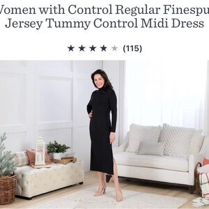 Long black turtleneck dress, 48” in length, 10” left side slit